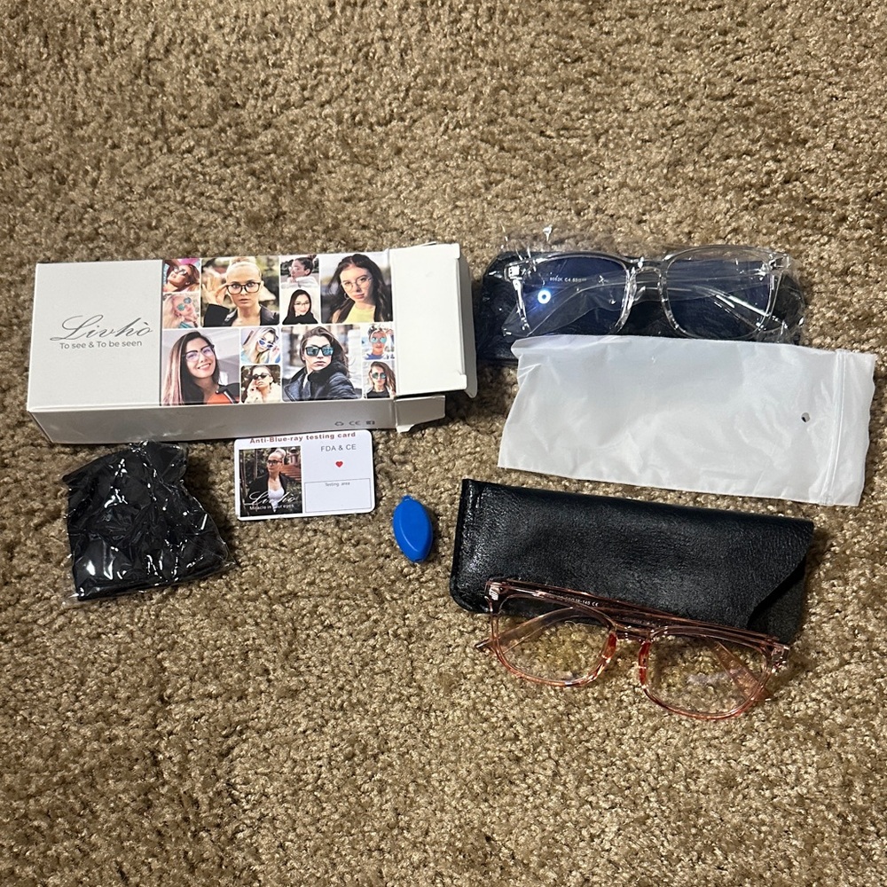Stylish clear and Pink Blue Light glasses Set